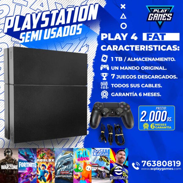 Semi Usado PlayStation 4 FAT - 1 TB.