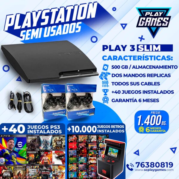Usado PlayStation 3 Slim 500 GB.