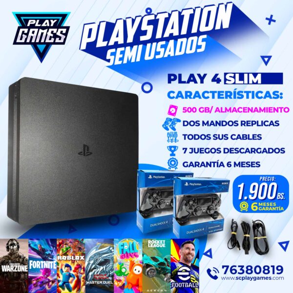 Semi Usado PlayStation 4 Slim 500 GB.