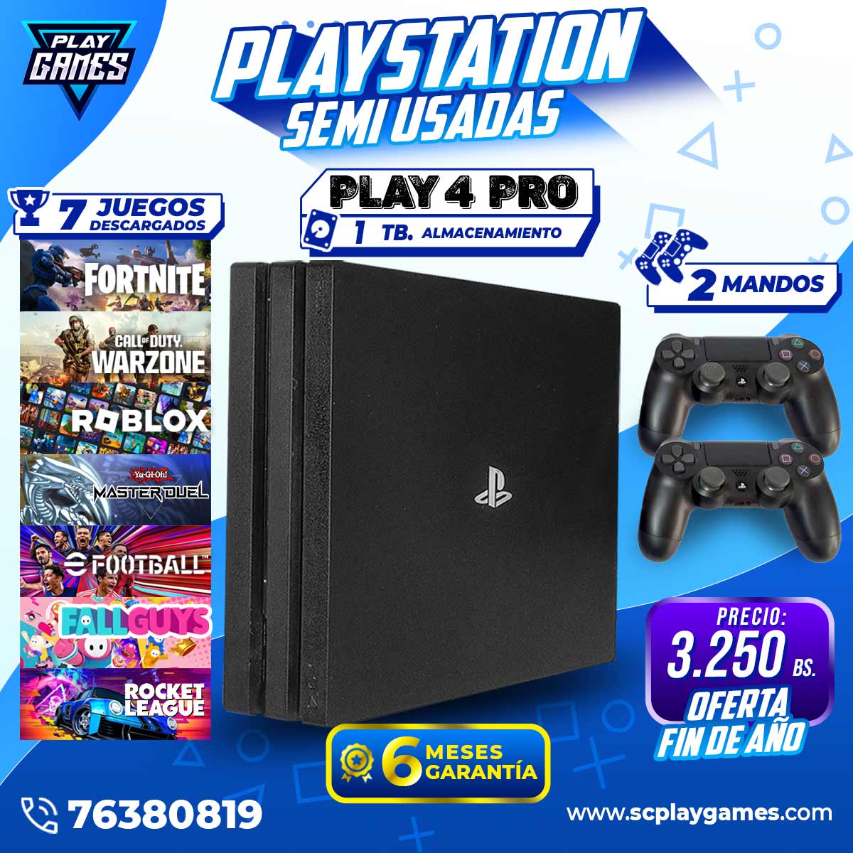 Semi Usada PlayStation 4 PRO - 1 TB. (OFERTA fin de año)