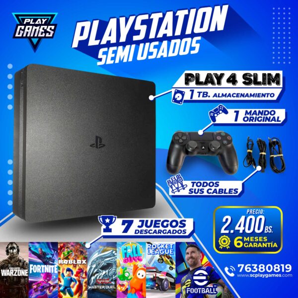Semi Usado PlayStation 4 Slim 1 TB.