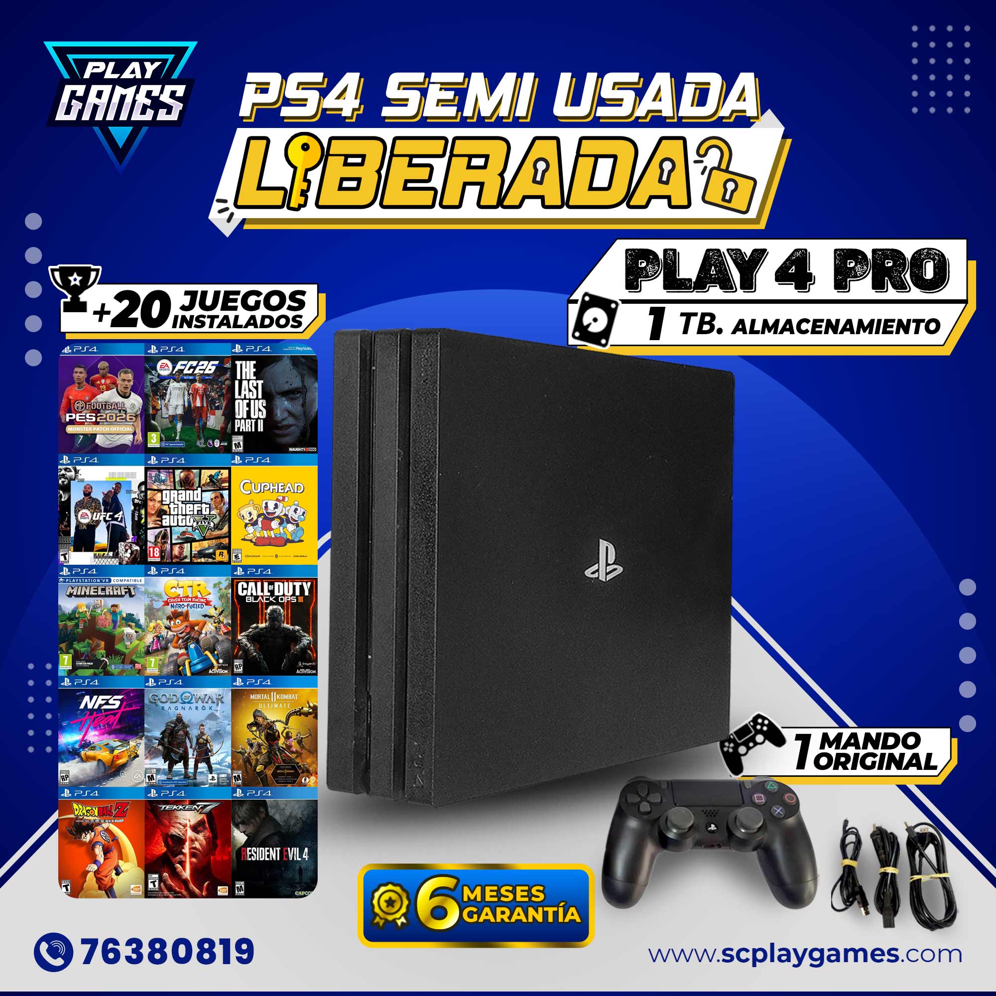 Semi Usada PlayStation 4 PRO - LIBERADA