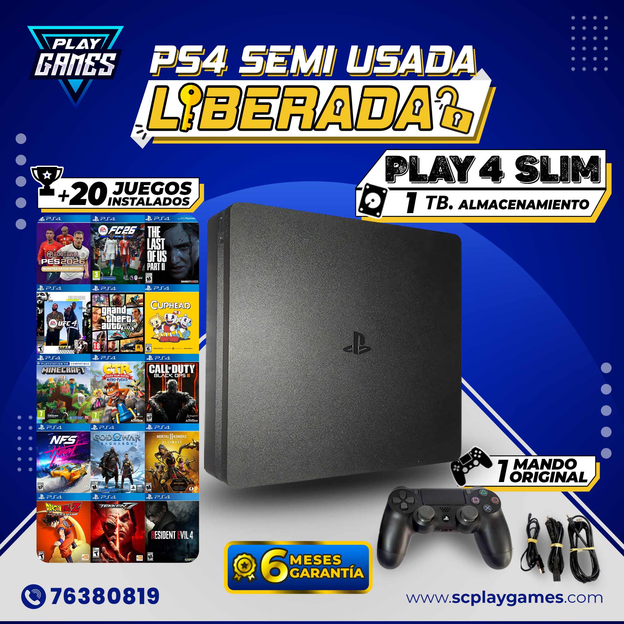 Semi Usada PlayStation 4 Slim LIBERADA