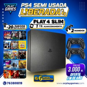 Semi Usada PlayStation 4 Slim 1 TB - LIBERADA (OFERTA fin de año)