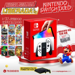 Nintendo Switch Oled - (Nueva Sellada) LIBERADA con 15 juegos instalados