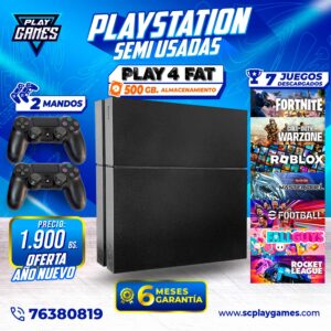 Semi Usada PlayStation 4 FAT 500 GB. (OFERTA Año Nuevo)