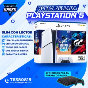 PlayStation 5 SLIM Edición con Lector + Astro Bot / Gran Turismo 7 (NUEVA SELLADA)