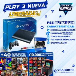PlayStation 3 Ultra Slim 500 GB. (Nueva) LIBERADA